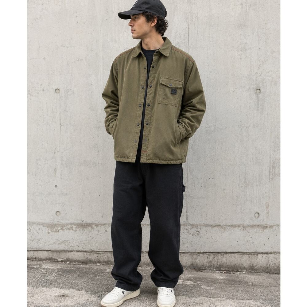 Wolverine Mens Guardian Canvas Shirt Jacket Green Lined Size L Utilty Workwear